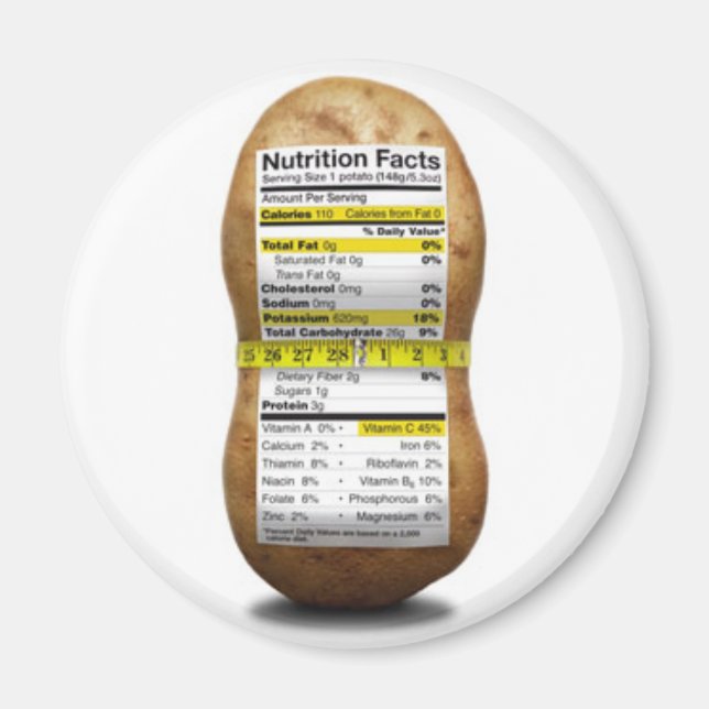 Aimant Les faits nutritionnels de la pomme de terre (Devant)