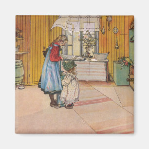 Aimant Les filles dans la cuisine (Art Suédois Classique)