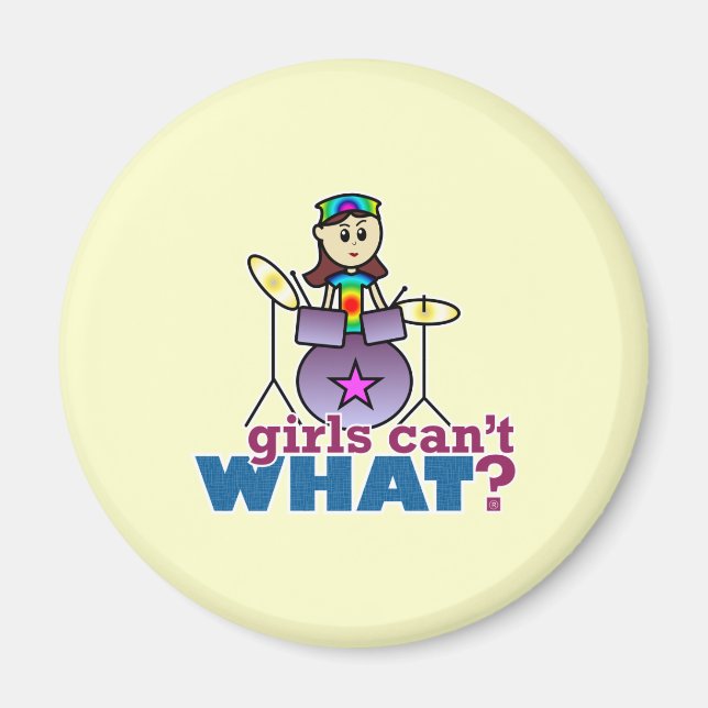 Aimant Les filles ne peuvent quoi ? Logo de la fille tamb (Devant)