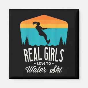 Aimant Les Filles Réelles Aiment À L'Eau Ski Eau Ski Plus