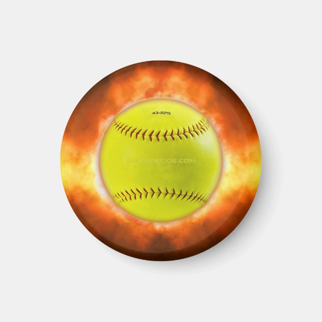 Aimant Les flammes de balle rapide de softball jaune de S (Devant)