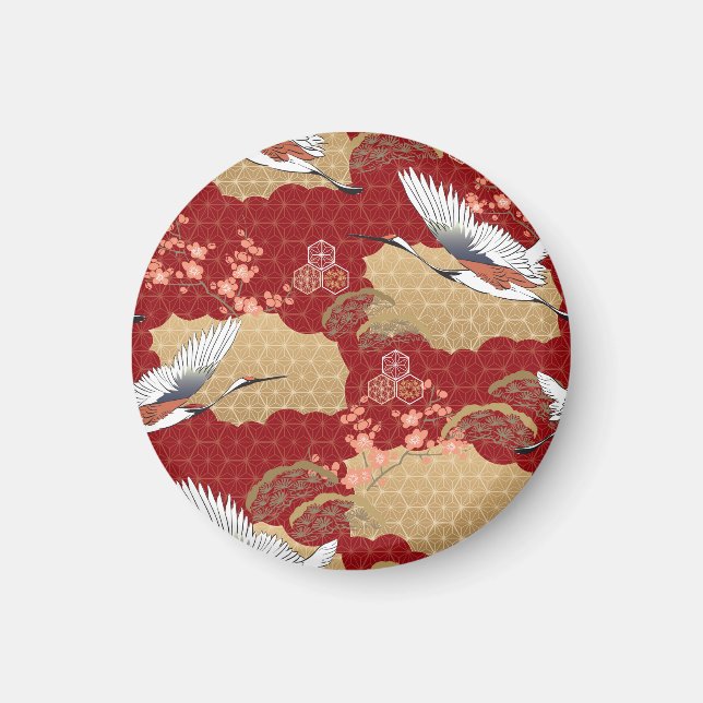 Aimant Les fleurs japonaises de kimono (Devant)
