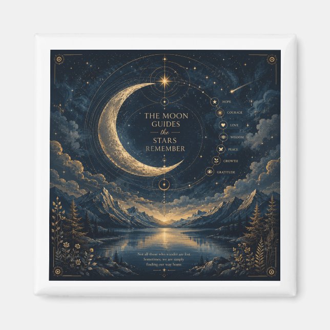 Aimant Les guides de la Lune | Art céleste de la Lune et  (Devant)