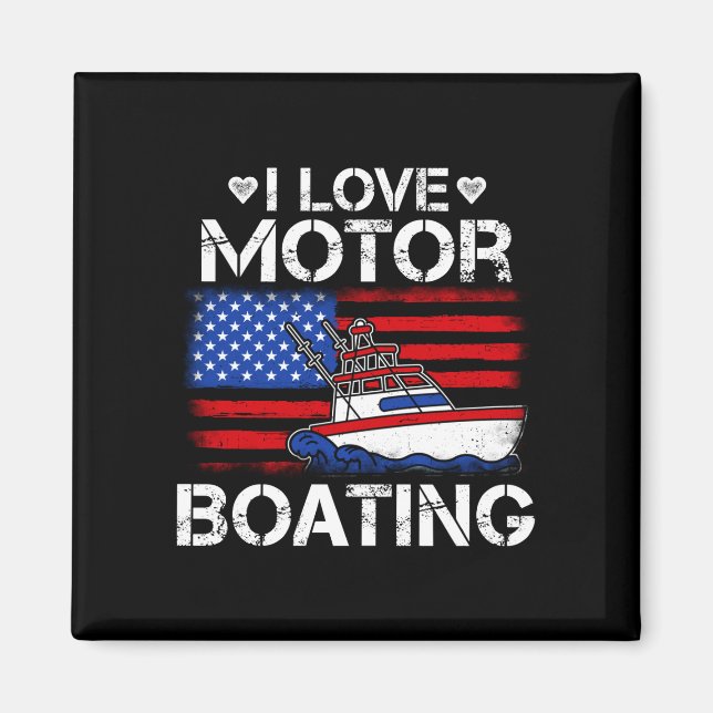 Aimant Les hommes aiment le motorboating drapeau américai (Devant)