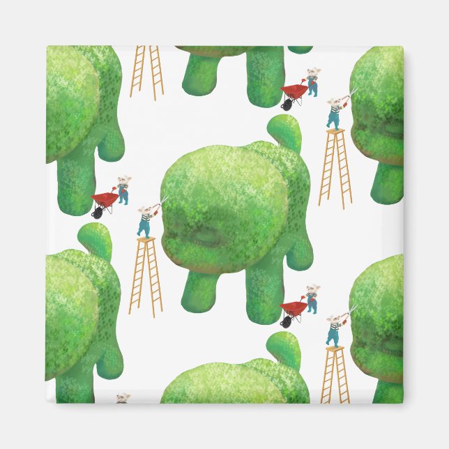 Aimant Les jardiniers de chats et les animaux verts (Devant)