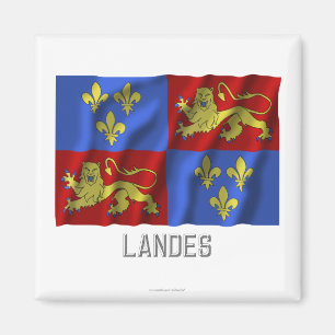 Aimant Les Landes ondulant le drapeau avec le nom