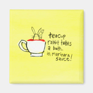 Aimant Les lapins de tasse de thé prend Bath. En sauce 