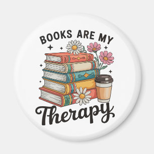 Aimant Les livres sont ma thérapie rétro floral amateur d
