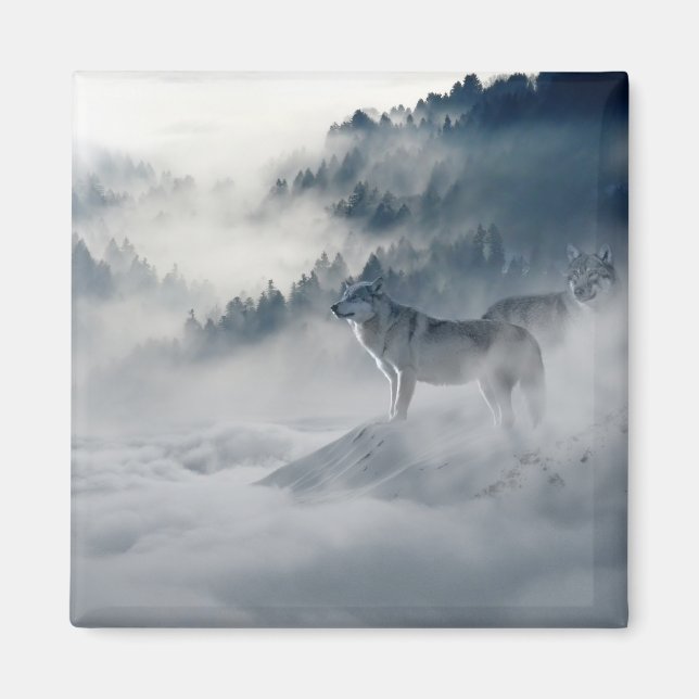 Aimant Les loups dans un paysage hivernal (Devant)