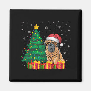 Aimant Les lumières de Noël du moche Mastiff du Père Noël