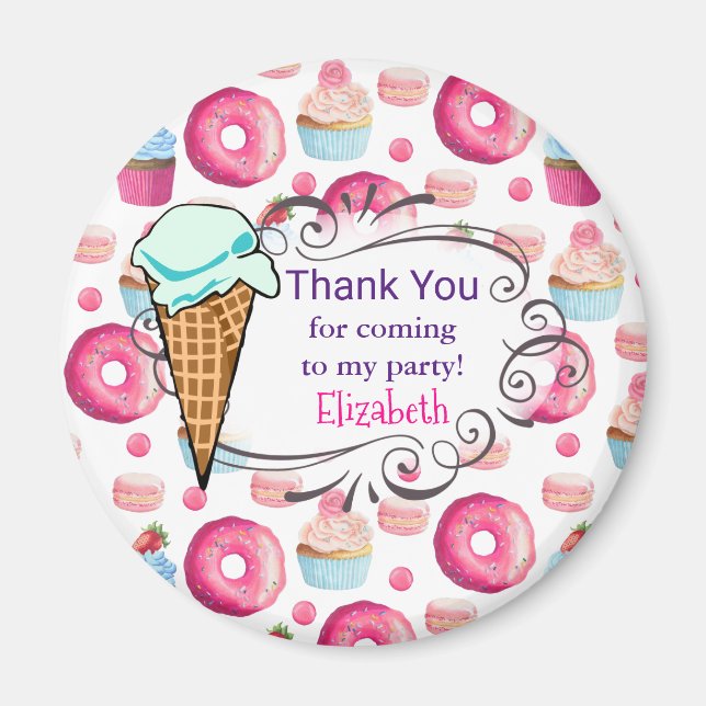 Aimant Les Macarons De Donuts Et Le Merci De Cupcake Part (Devant)