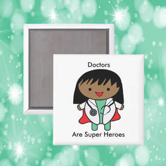 Aimant Les médecins sont super héros Noir Femme Kawaii