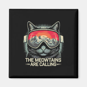 Aimant Les Meowtains Appelent Les Ski De Snowboard Cat Ho