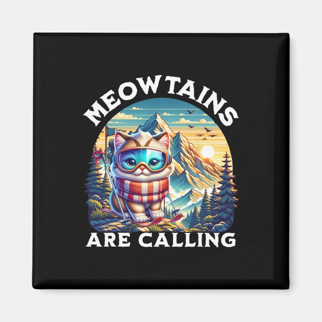 Aimant Les Mowtains Appelent Drôle Chat Quirky Ski (Devant)