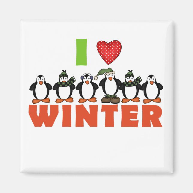 Aimant Les pingouins aiment les t-shirts et les cadeaux d (Devant)