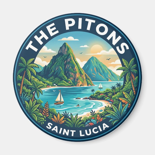 Aimant Les Pitons Sainte-Lucie (Devant)