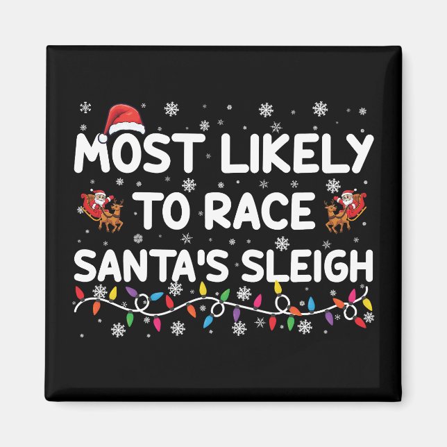 Aimant Les Plus Probables À La Course Santas Sleigh Noël  (Devant)