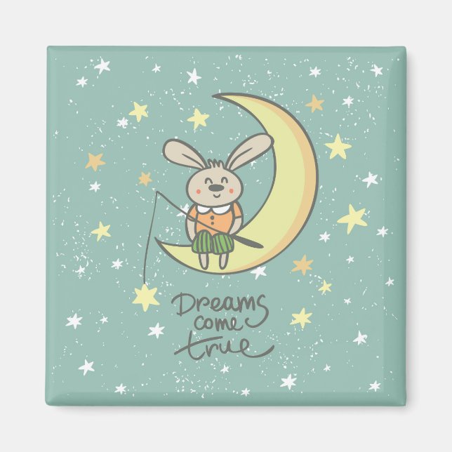 Aimant Les rêves deviennent réalité | Lapin sur la Lune (Devant)