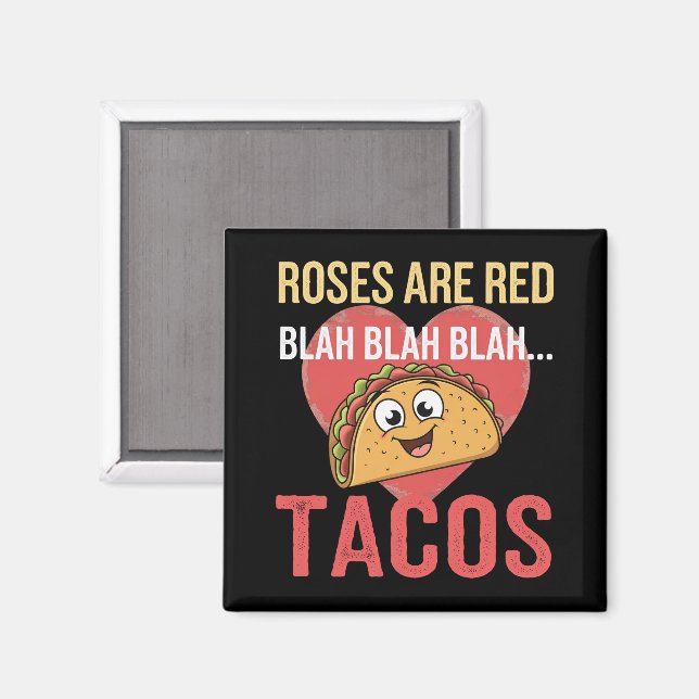 Aimant Les roses sont rouges, bla-bla tacos Saint-Valenti (Recto/Verso)