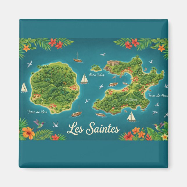 Aimant Les Saintes – Illustrated Island Map (Devant)