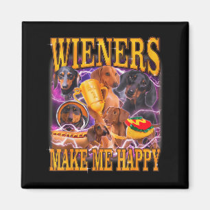 Aimant Les saucisses me rendent heureux Funny Dachshund a