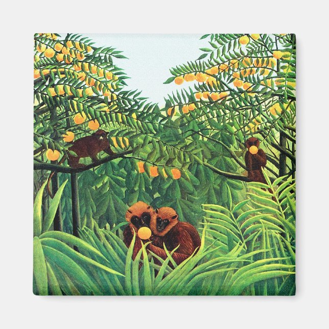 Aimant "Les singes dans la Grove Orange" par Henri Rousse (Devant)