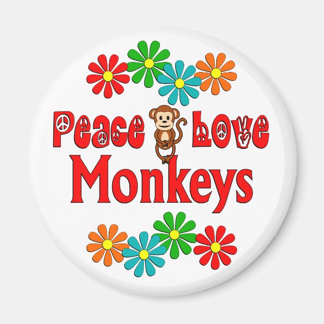 Aimant Les singes Peace Love (Devant)