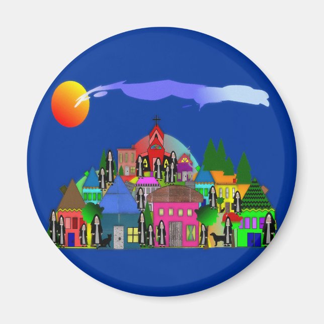 Aimant Les "Soeurs du Village" Cadeaux d'art lunaire (Devant)