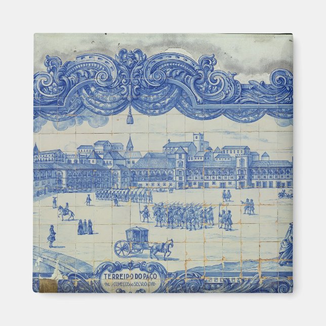 Aimant Les tuiles d'Azulejos représentant le Praca do Com (Devant)