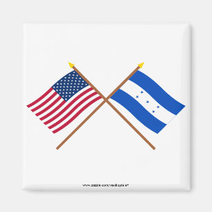 Aimant Les USA et drapeaux croisés par Honduras