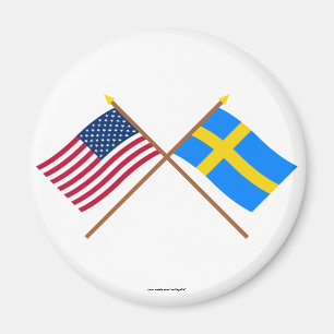 Aimant Les USA et drapeaux croisés par Suède