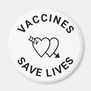 Aimant Les vaccins sauvent des vies Coeurs noirs et blanc