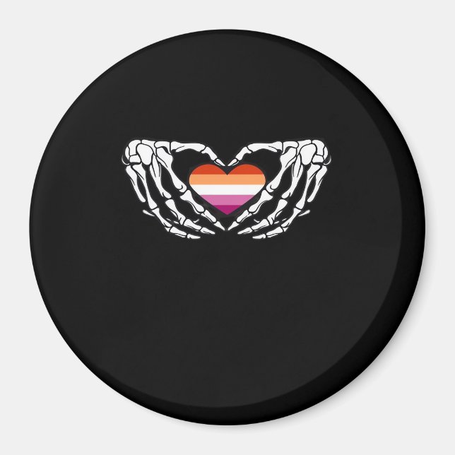 Aimant Lesbian Pride Skeleton Halloween Wlw Goth Heart Cl (Devant)