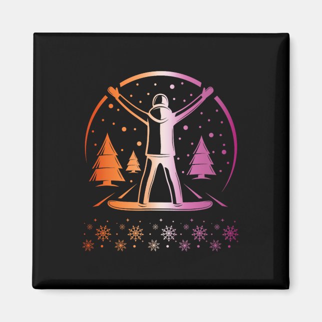 Aimant Lesbienne Pride Subtle Lgbtq Snowboard Hiver Out (Devant)