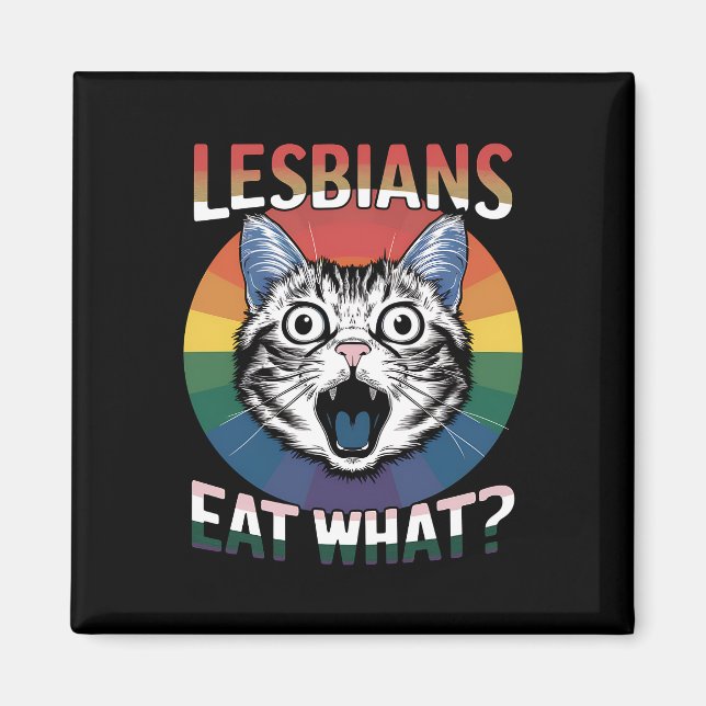 Aimant Lesbiennes mangent quoi humour de chat drapeau de  (Devant)