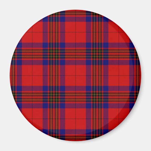 Aimant Leslie tartan rouge bleu violet plaid (Devant)