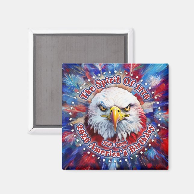 Aimant L'Esprit de 1776, 2026 L'Aigle Rouge de Feu d'Amér (Recto/Verso)
