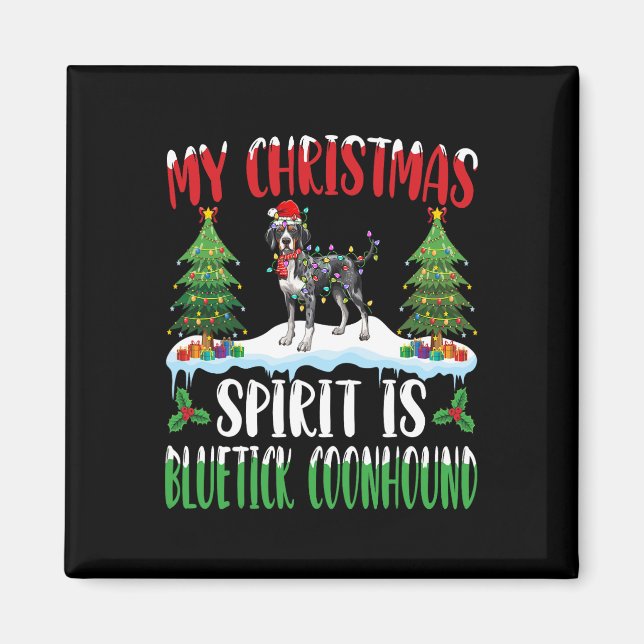 Aimant L'Esprit De Noël Est Bluetick Coonhound Portant Sa (Devant)