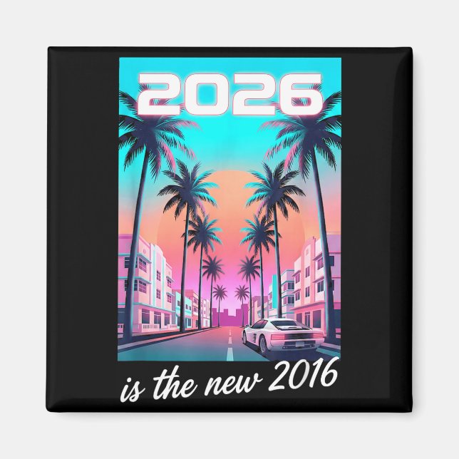 Aimant L'esthétique de la voiture rétro synthwave 2016 (Devant)