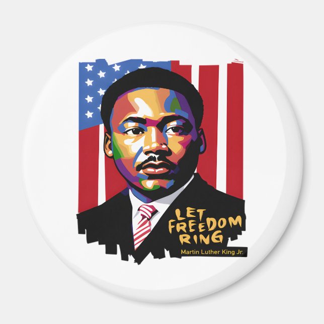 Aimant Let Freedom Ring, Citation de MLK, Histoire des No (Devant)