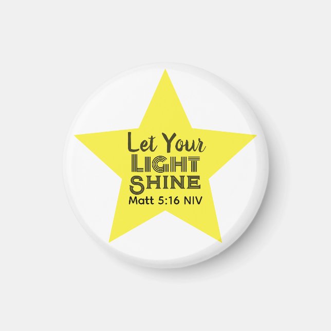 Aimant Let Your Light Shine Bible Verse Yellow Star (Devant)