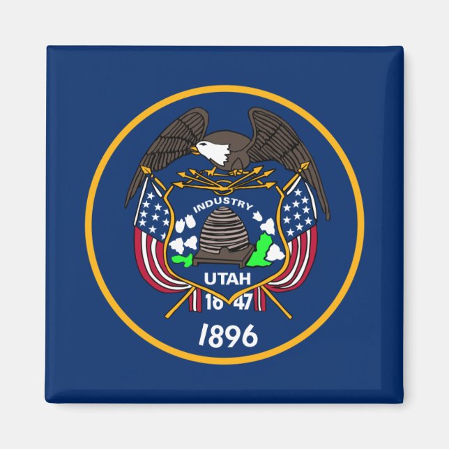 Aimant L'État de la ruche Industrie Drapeau de l'Utah (Devant)