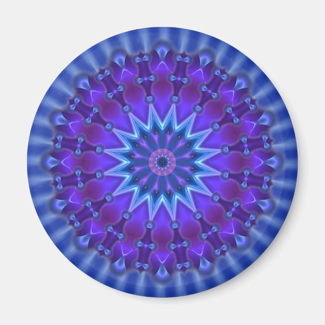 Aimant L'étoile Mandala en bleu | fleur royale (Devant)