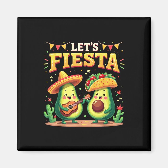 Aimant Lets Fiesta 5 Cinco De Mayo Pour Femmes Hommes Gar (Devant)