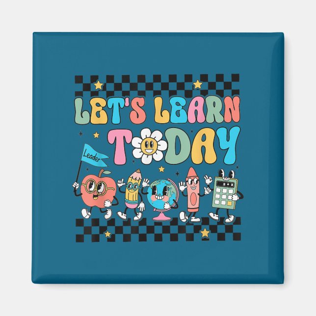 Aimant Let's Learn Today Retro Back To School Teacher Mot (Devant)