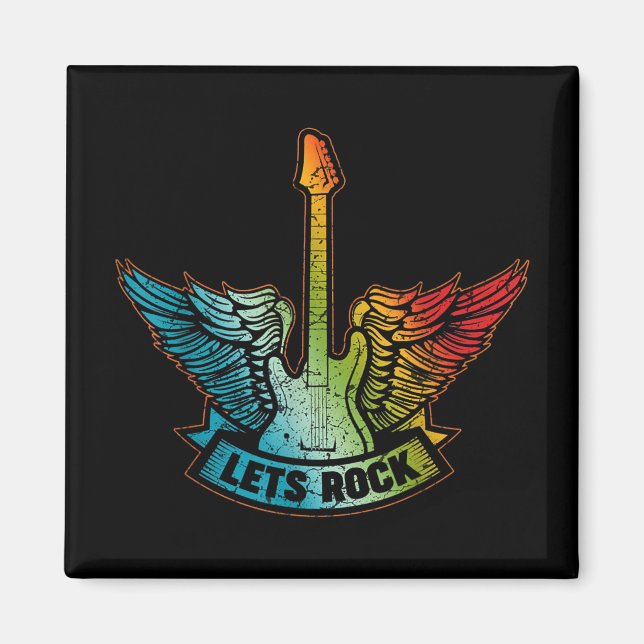 Aimant Let's Rock Legend Rock and Roll Music Guitar (Devant)