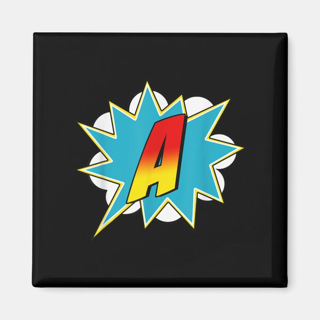 Aimant Letter A Superhero Name Comic Letter Retro Costume (Devant)