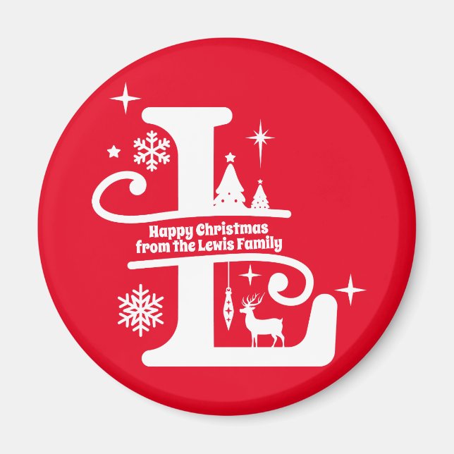 Aimant Letter L Monogram Initial Family Name Greeting  (Devant)