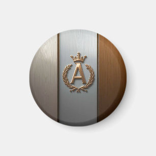Aimant Lettre A dorée avec couronne et laurier ✨