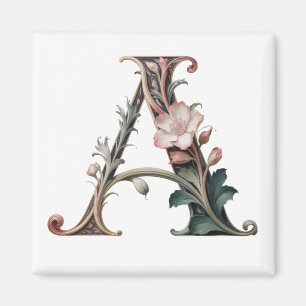 Aimant Lettre A Fleur et Vigne Art Nouveau